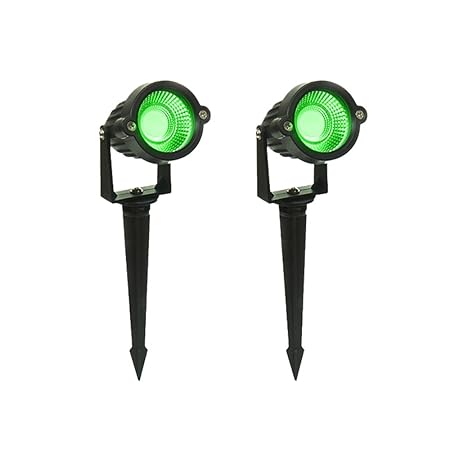 DMak Led Spot and Spike 3W Ip65, 3000K Aluminium Body Light - Green, Set of 2
