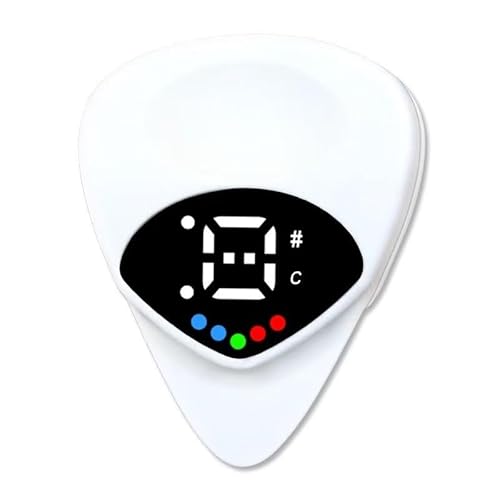 2-in-1 Digital Guitar Tuner and Pick, LED Screen Display, 0.6mm Guitar Plectrum, 12 Equal Temperaments, Efficient Tuning