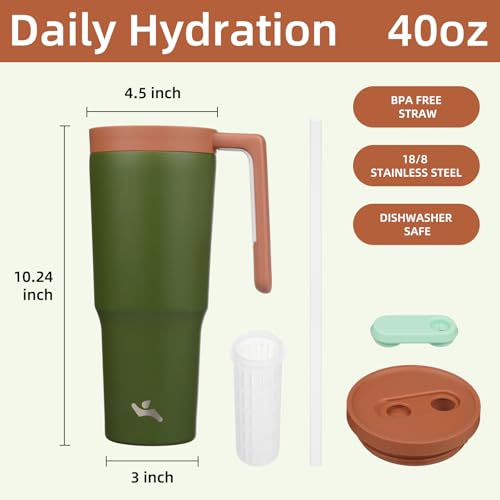 Image of Konokyo 40 oz Tumbler with Handle and Straw, Insulated Water Bottle