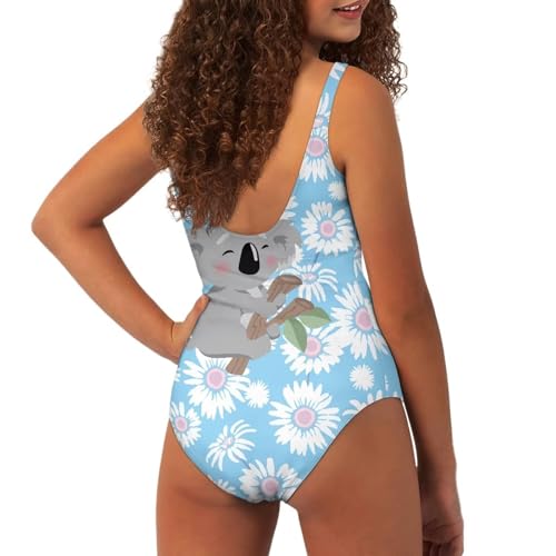 Image of One Piece Bathing Suit for Girl Kids Cute Beach Sport Swimwear U Back Scoop Neck Summer Swimming Pool Beachwear