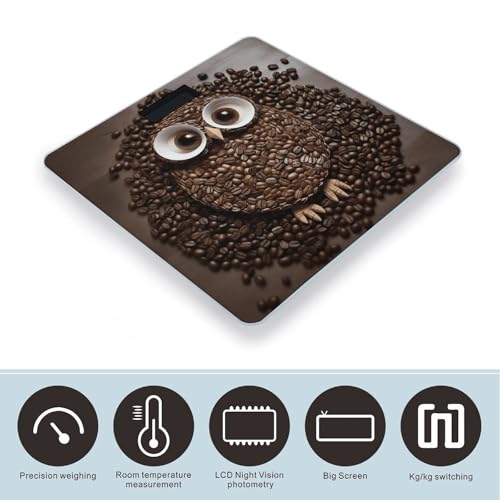 Báscula digital de baño con diseño de búho y plataforma de vidrio templado miniatura 3