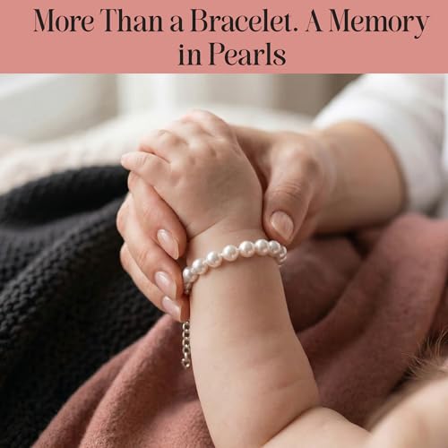 Image of Delicate Sterling Silver Bracelets for Girls | High-End European Simulated Pearls | Elegant Girls Jewelry | Pearl Bracelet for Birthday Gifts, Flower Girls | Her First Set of Pearls or Special Days