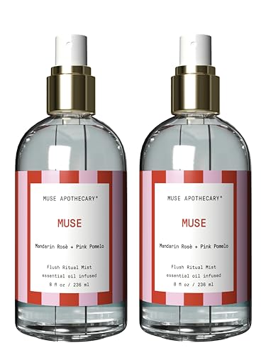 Muse Apothecary Flush Ritual - Aromatic &amp; Refreshing Toilet Spray, Use Before You Go, 8 oz, Infused with Natural Essential Oils - Great Valentine's Day Gift - Mandarin Rosè + Pink Pomelo, 2 Pack