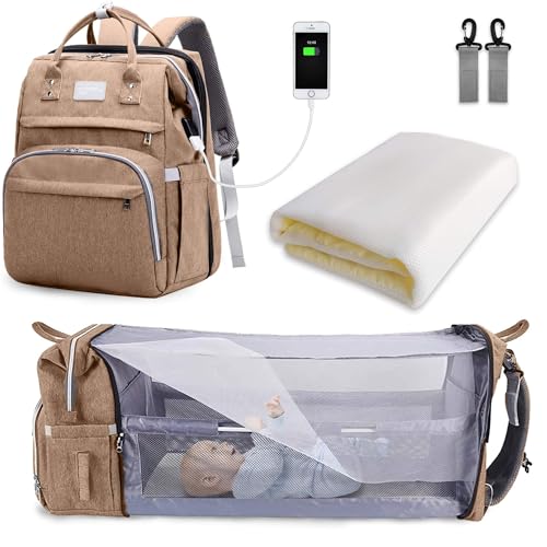 SNDMOR Skötväska Ryggsäck, Baby Skötväska med Skötbord, Stor Unisex Babyväska med Skötunderlägg, Stor Kapacitet,...