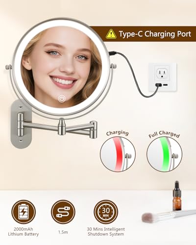 Espejo para maquillaje redondo con luz y aumento 20X miniatura 4