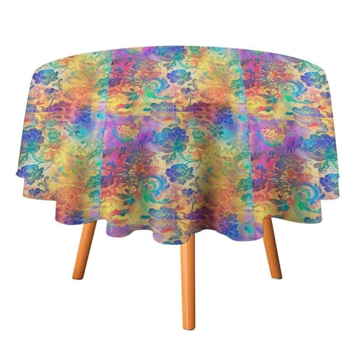 Nappe ronde fleurie lavable imprimé tourbillon décor de table