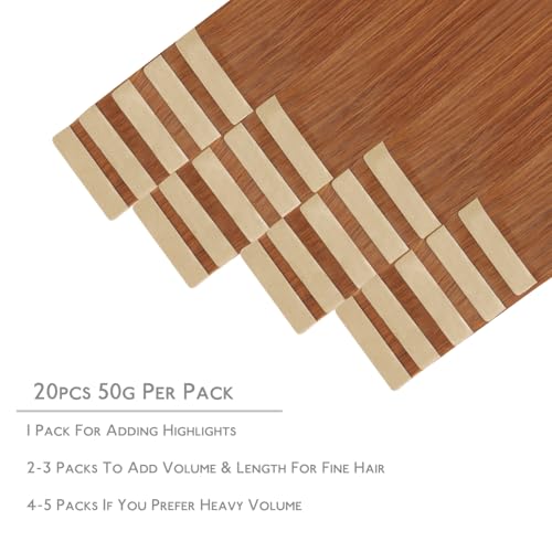 Image of WENNALIFE Tape in Hair Extensions Human Hair, 20pcs 40g 12 inch Cinnamon Terra Copper Remy Hair Extensions Straight Human Hair Tape in Extensions Skin Weft Tape Extensions Human Hair