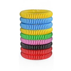 12 Pack Mosquito Bracelets, Mosquito Bands for Adults and Kids with Individually Wrapped & DEET Free, Natural and Waterproof Wristbands Citronella Bracelets for Camping Hiking