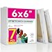 PHOENIX Pre Stretched Canvas for Painting - 6x6 Inch / 7 Pack - 5/8 Inch Profile of Super Value Pack for Acrylics, Oils & Other Painting Media