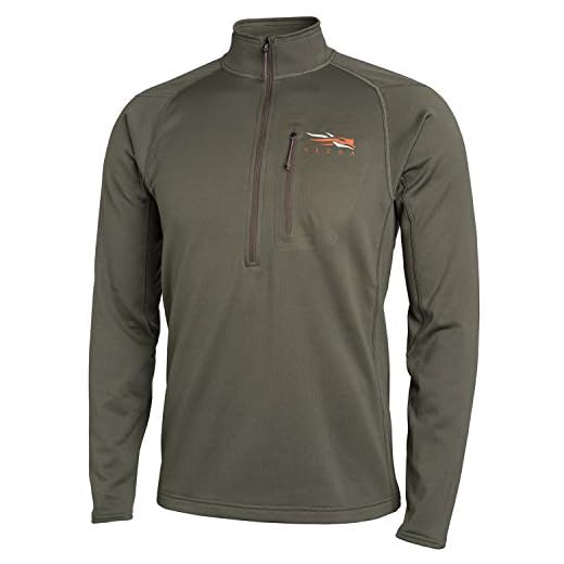 SITKA Men's Core Midweight Zip-T Long Sleeve Hunting Shirt, Pyrite, Large