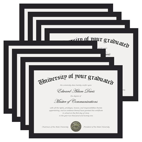 Image of upsimples Certificate Frame, 8.5 by 11 Diploma Frames, 8 Pack, Black | Clear Plexiglass, 8.5x11 Document Degree Frames for Gallery Wall and Tabletop, Graduation Gift