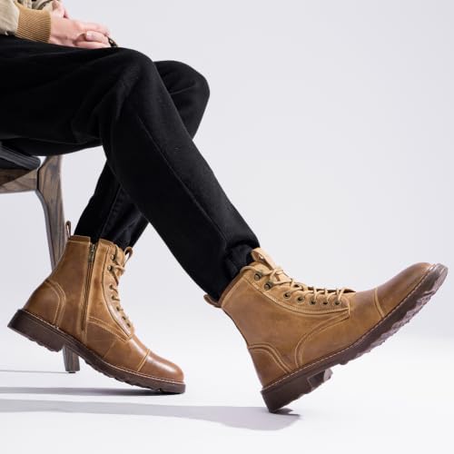 Image of Vostey Mens Motorcycle Boots With Side Zipper Dress Boot