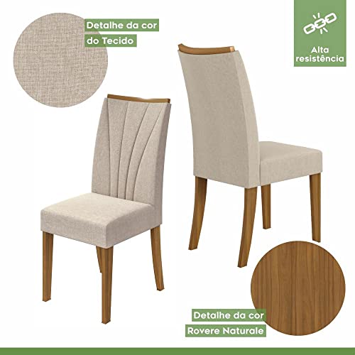 Conjunto 2 Cadeiras Apogeu Móveis Lopas Rovere Naturale/linho Rinzai Bege