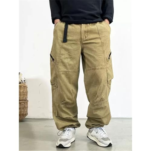 Men Japanese Streetwear Long Staple Cotton Twill Cargo Plus Size Casual Work Pants Baggy Trousers2