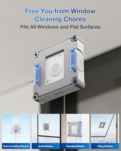 Image of ECOVACS WINBOT W2S Window Cleaning Robot, Intelligent Edge-to-Edge Cleaning with TruEdge Scrubbers, 3 Water Nozzles, 10-Level Safety System, Win-SLAM 4.0 Route Planning, Even Climbing System