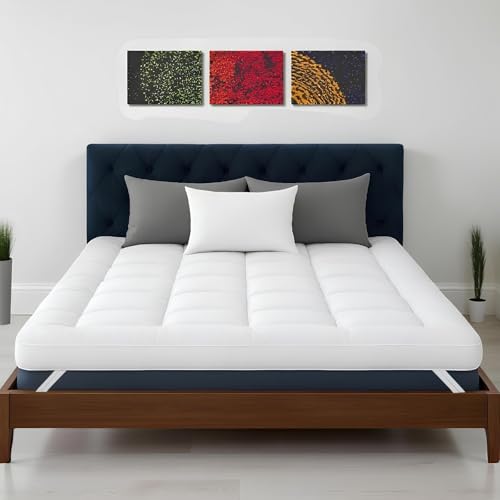 Cozy Aura Ultraweiche, gesteppte Matratzenauflage für Kingsize-Bett (150 x 200 cm) – 10 cm dicke Matratzenauflage mit elastischen Bändern, hypoallergene und atmungsaktive Mikrofaser für zusätzlichen Cozy Aura Ultraweiche, gesteppte Matratzenauflage für Kingsize-Bett (150 x 200 cm) – 10 cm dicke Matratzenauflage mit elastischen Bändern, hypoallergene und atmungsaktive Mikrofaser für zusätzlichen