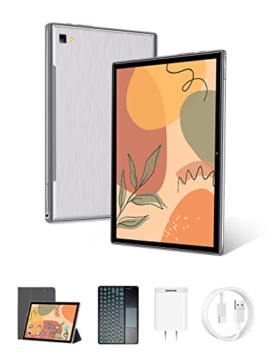 Tablette Tactile 10 Pouces, AOYODKG Tablette Android 10.0 Octa-Core 6Go RAM 64Go ROM(TF 256), 5.0+8.0 MP Caméra, GPS, Bluetooth, 8000mAh, 5G WiFi+4G LTE Tablette PC Pas Cher -Argent Cover