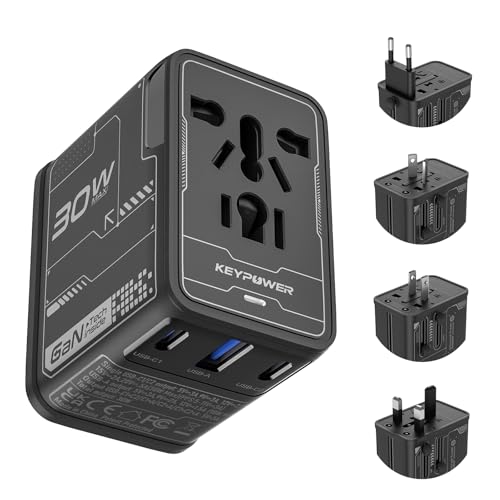Universal Travel Adapter, 30W GaN International Power Adapter with 2