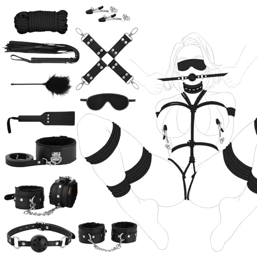 UTIMI Bondage for Sex 11 Pcs BDSM Leather Bondage Sets Restraint Kits for Women and Couples