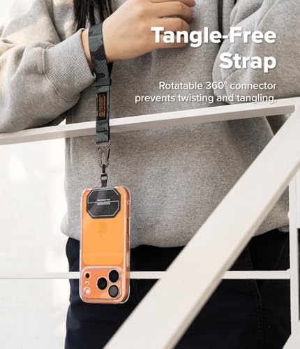 Image of Ringke Tactical Webbing Hand Strap with Patch [Heavy Duty Tactical Carabiner] Durable Anti-Tear Multi-Purpose Phone Wrist Strap for Travel, Hiking, etc