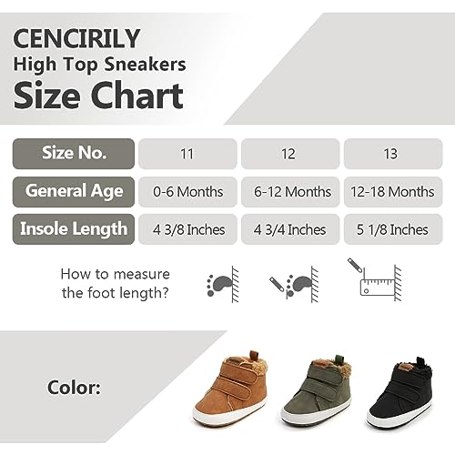 Image of CENCIRILY Baby Boys Girls High Top Sneakers Soft Soles Anti Skid Infant Ankle Shoes Toddler Prewalker First Walking Crib Shoes