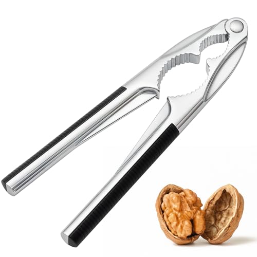 Durable Walnut Cracker Tool with Non-Slip Handle - Zinc Alloy Nutcracker for All Nuts, Including Walnuts and Chestnuts (Black)