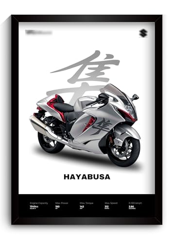 Image of Funk You Store Hayabusa Poster | Superbike Hayabusa Framed Poster | Framed Matt Superbike | Bike Posters A4 Size (31 x 23 cm) | Bikes Posters for Wall, Home, Bedroom, Living room decoration | (F 042)
