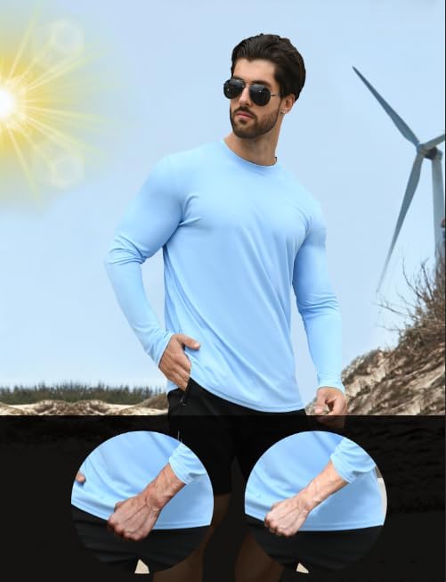 HOPLYNN 2 Pack Men's UPF 50+ Rash Guard Quick-Dry Long Sleeves Shirts, Swim Fishing Shirts UV Sun Protection Shirts for Men - Image 3