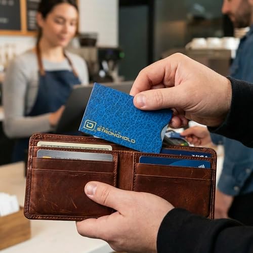 Image of RFID Blocking Credit Card Sleeve Protectors - USA Made Slim Wallet Inserts for Credit Cards, Debit Cards & ID Protection (20, Leather Look - 20 Pack)