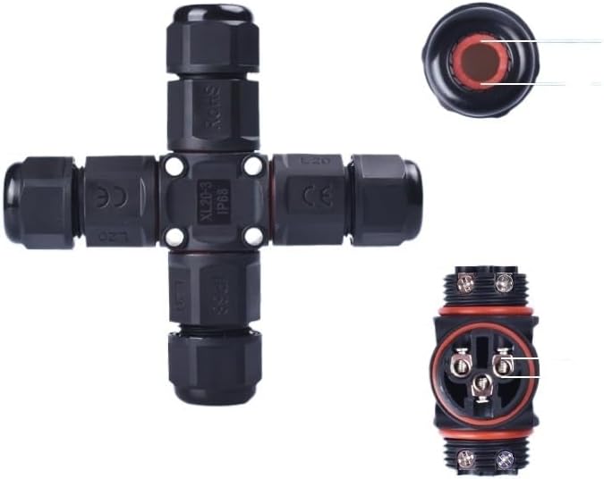 IP68 Waterproof Connector Cross Shape 2/3 Pin Electrical Terminal Adapter Wire Connector Screw Pin Outdoor Connection(2P)