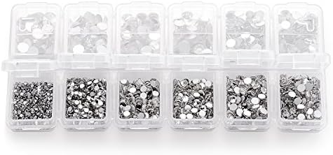 Zealer 4200 Pieces Flat Back Clear Nail Art Rhinestones for Nail Art Decorations, Round Crystal Gems Stickers for Clothes and Craft, 1.5 mm - 4.8 mm, 6 Sizes