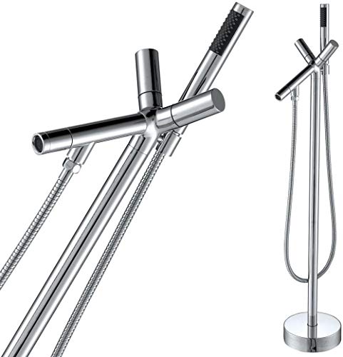 Robinet de baignoire autoportant en laiton chromé éclatant pour salle de bain design