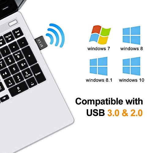 Maxesla Adattatore Bluetooth USB Bluetooth 5.0 Adattatore Plug And Play, 20M Bluetooth Trasmettitore e Ricevitore per Cuffie, Altoparlanti, Tastiera ect, Compatibile con Windows 10/8.1/8 / 7 / XP