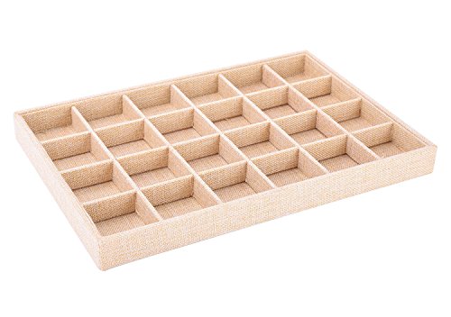 Autoark Sackcloth Stackable Jewelry Tray Showcase Display Organizer,Set of 3,AJ-005