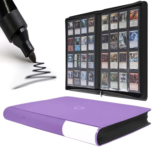 Image of Premium Card Binder 16 Pocket - Fits 1600 Cards,4X4 Ringless Card Album with Sleeves for Trading Cards & Sports Cards(Model C,Light Purple)