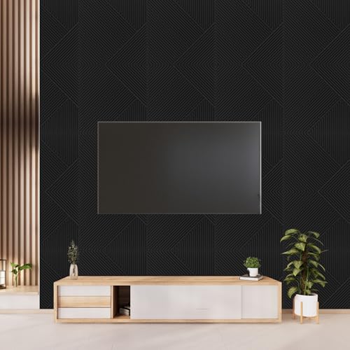 Image of Kayra Decor 3D Self Adhesive Wall Panel Black TP 106 Design Pack of 40 Covers 107.80 Sq. Ft.TP106