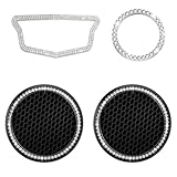 Bling Crystal Car Cup Holder Coaster Engine Start Stop Button Cover Compatible with Cadillac CT5,GT4,XT6,XT5,XT4,CT4,XTS,CTS Shiny Diamond Car Logo Emblem Sticker Interior Accessories Set(Large)