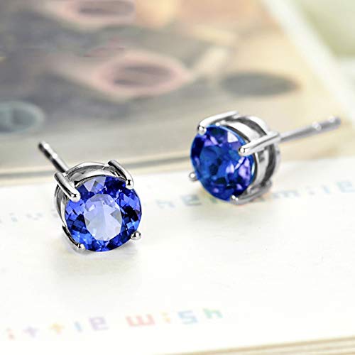 Boucles d'oreilles Tanzanite Bleue 1.8ct TABOJS en Or Blanc 18K - 5