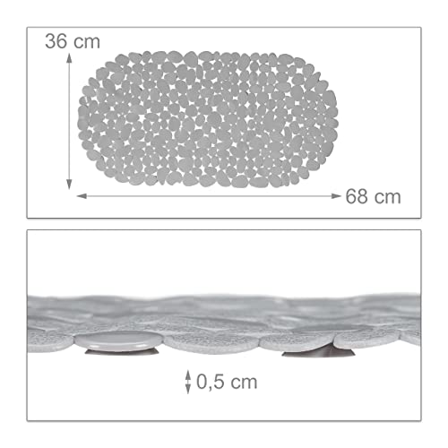 Relaxdays Anti-Slip Bath Mat, Stone-Look, Non-Slippery Suction Cups, Washable, W x D: 36 x 68 cm, Pack of 1 - Image 4