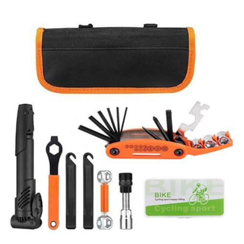 Bicycle Repair and Maintenance Tools with Compact Pump for Secure