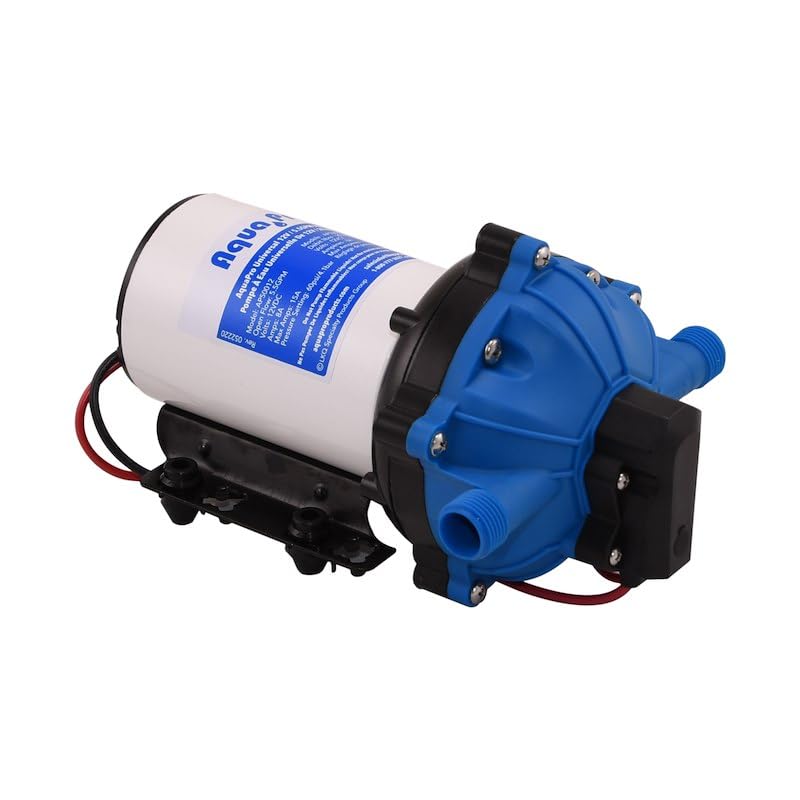 Fresh Water Pump Self-Priming 5.5 Gallon Per Minute Shuts Off At 60 PSI 8-1/2 Inch Length x 5-3/4 Inch Width x 5.16 Inch Height 12 Volt DC Run Dry Safe