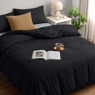 Utopia Bedding Duvet Cover Double with Pillow cases - Soft Microfibre Polyester - Bedding Quilt Cover Set (Black)