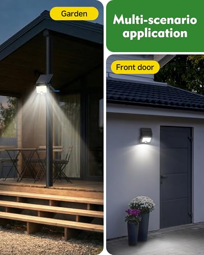 Image of OHAYORI Solar Security Lights Outdoor Motion Sensor, 122LED 4 Modes USB Rechargeable Solar Powered Wall /Pole Light for Garden Outside, 2200mAh IP65 Waterproof Solar PIR Fence Lighting for Street Flood