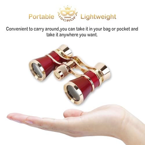AiScrofa Opera Glasses Binoculars 3X25,Mini Binocular Compact Lightweight,with Chain for Adults Kids Women in Musical Concert (Red with Chain) - Thumbnail 4
