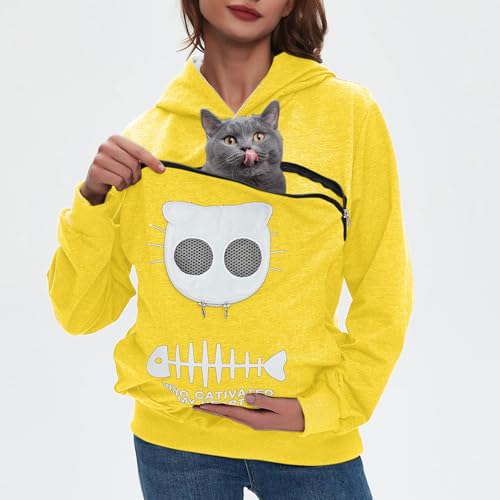 Sudadera para mujer con bolsillo para mascotas y capucha ajustable 5