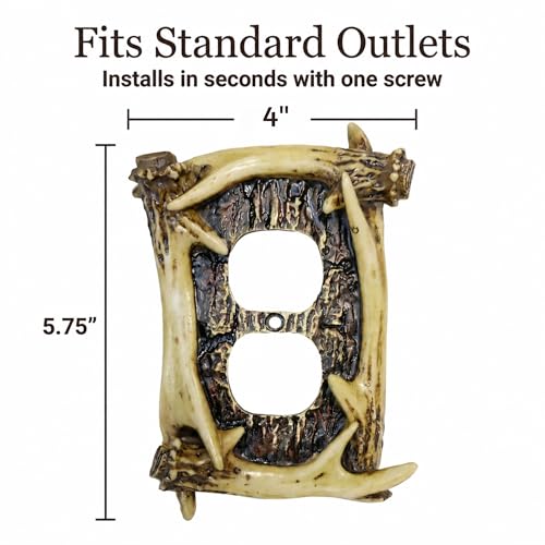 The Bridge Collection Rustic Outlet Covers - Western Light Switch Covers for Black Forest Decor, Woodland Lodge Antler Plate for Cabin, Kids Bathroom, Bedroom, Deer Hunter, Nature Theme by The Bridge Collection - Used condition - Image 2