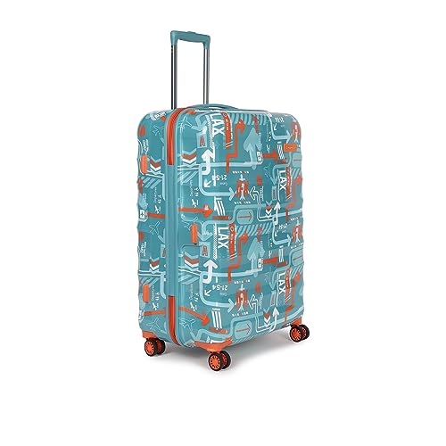 uppercase Jfk Plus (Large) 56Cms, Sustainable Check-In Trolley Bag, Hardsided Printed Luggage, Combination Lock, 8 Wheel Suitcase For Men & Women, 2000 Days Warranty (Teal Blue, Polyester, Spinner) - Image 5