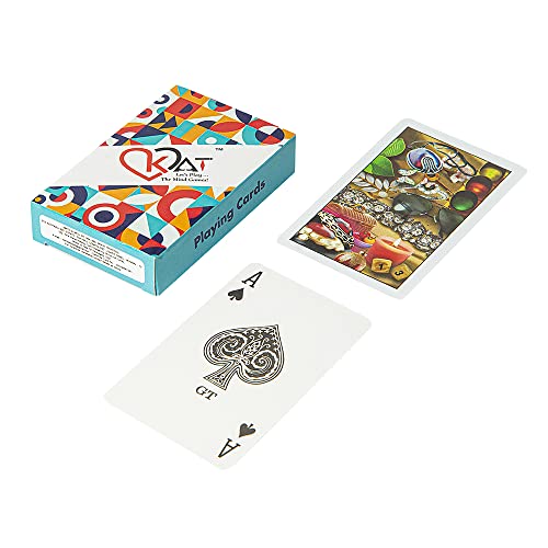 Image of KAT 3 Pieces Playing Cards Pure Plastic 100% PVC Design H I J Multicolour Pack Premium Deck for Bridge Rummy Poker Holi Diwali Taash Game Nights Party & Fun