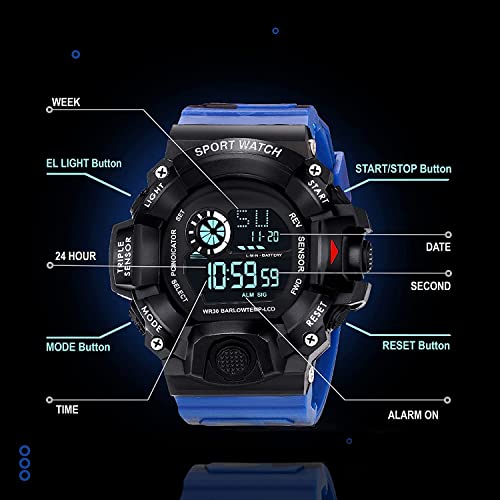 Image of Acnos Digital Sports Watch - Rugged Outdoor Multi-Function Countdown Timer & Alarm (WR30 Water-Resistant)
