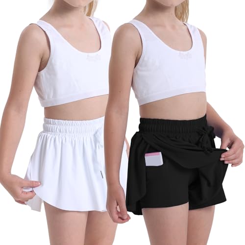2 Pack Toddler Butterfly Flowy Shorts for Girls Dance and Cheer